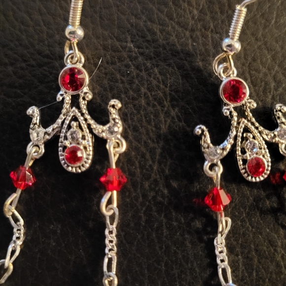 Red Chandelier Earrings - Picture 2 of 3